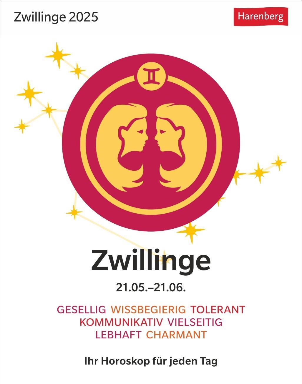 Cover: 9783840033698 | Zwillinge Sternzeichenkalender 2025 - Tagesabreißkalender - Ihr...
