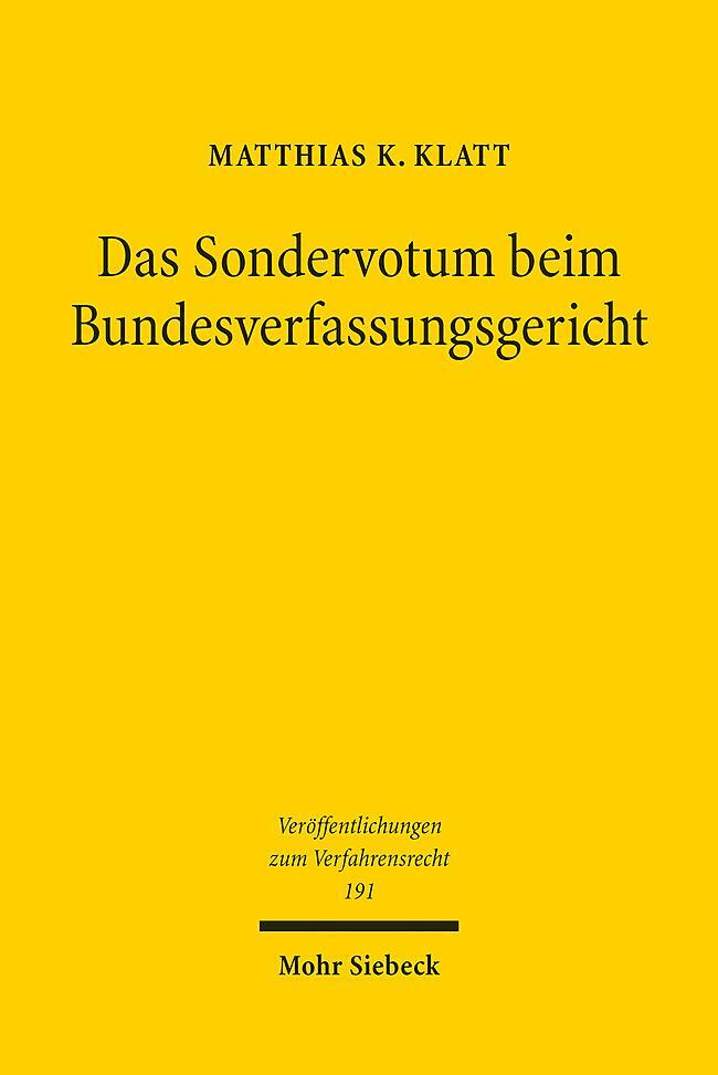 Cover: 9783161611193 | Das Sondervotum beim Bundesverfassungsgericht | Matthias K. Klatt