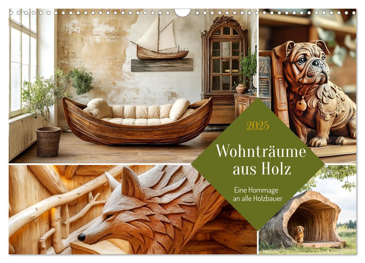 Cover: 9783457188880 | Wohnträume aus Holz (Wandkalender 2025 DIN A3 quer), CALVENDO...