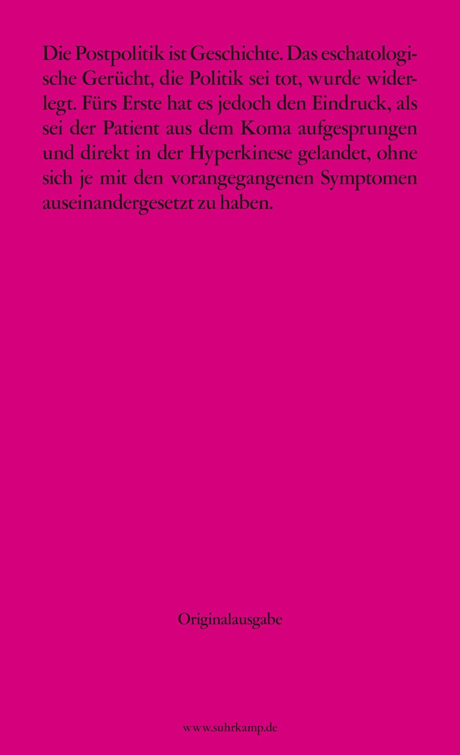 Rückseite: 9783518127971 | Hyperpolitik | Extreme Politisierung ohne politische Folgen | Jäger