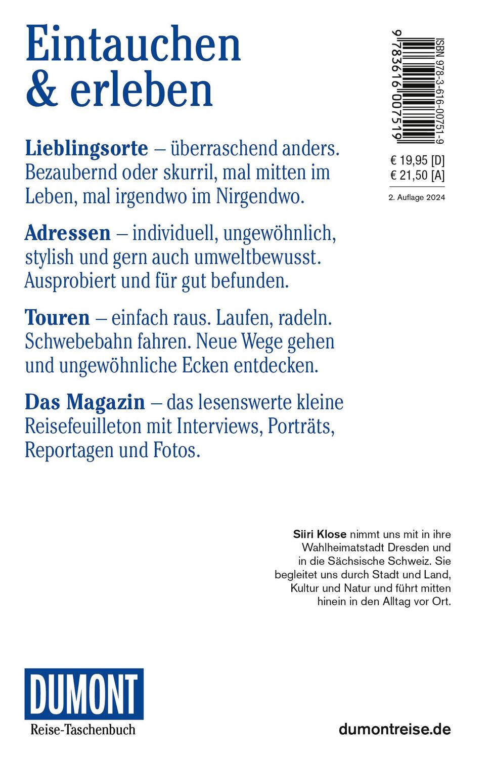 Rückseite: 9783616007519 | DuMont Reise-Taschenbuch Reiseführer Dresden &amp; Sächsische Schweiz