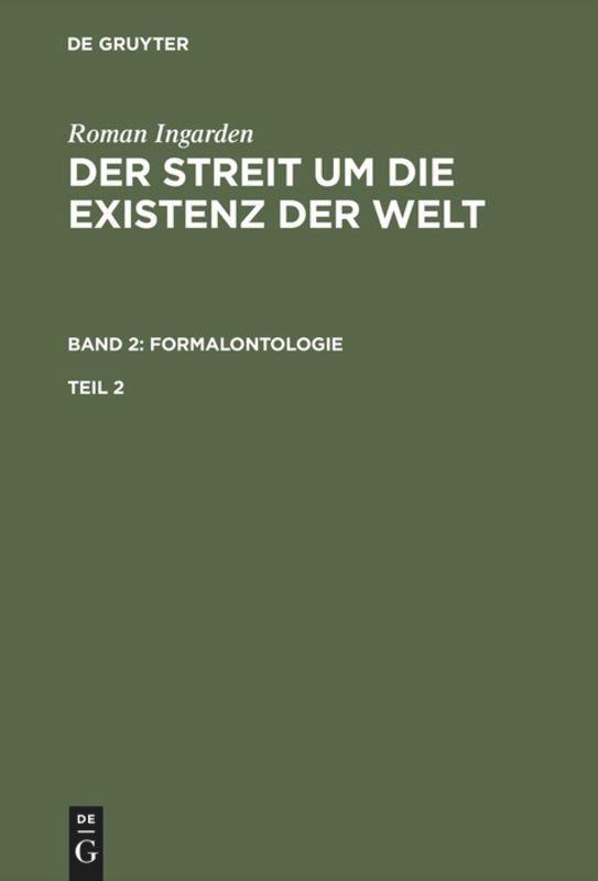 Cover: 9783484700499 | Roman Ingarden: Der Streit um die Existenz der Welt. Band 2:...