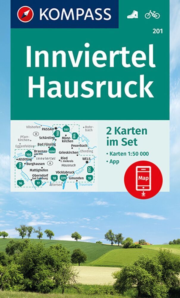 Cover: 9783991212591 | KOMPASS Wanderkarten-Set 201 Innviertel, Hausruck (2 Karten) 1:50.000