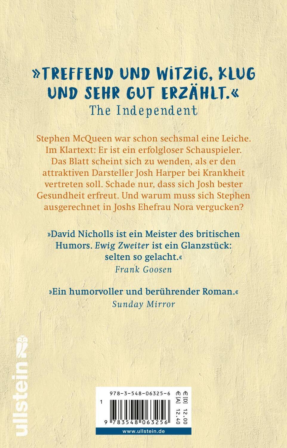 Rückseite: 9783548063256 | Ewig Zweiter | Roman | David Nicholls | Taschenbuch | 384 S. | Deutsch