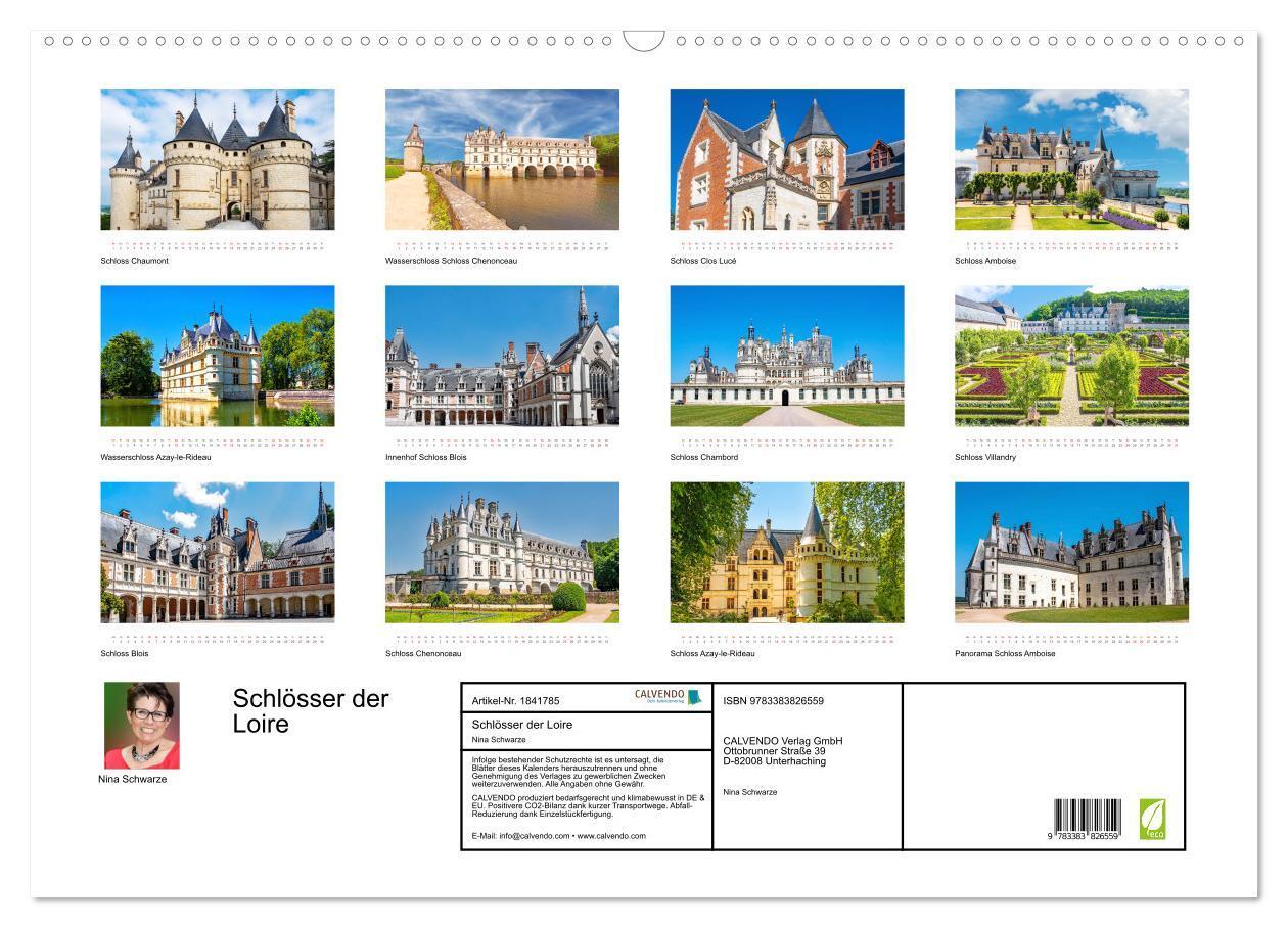 Bild: 9783383826559 | Schlösser der Loire (Wandkalender 2025 DIN A2 quer), CALVENDO...