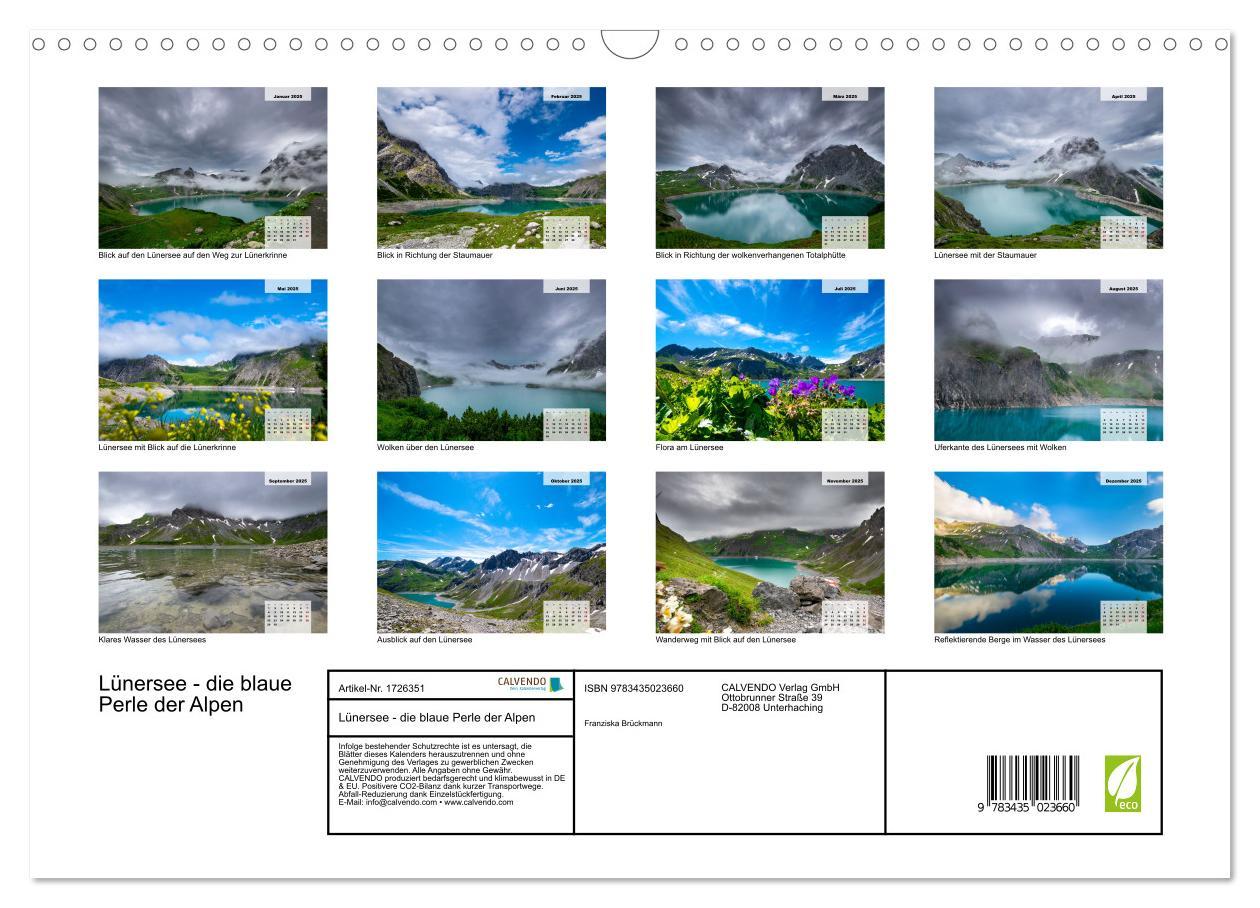 Bild: 9783435023660 | Lünersee - die blaue Perle der Alpen (Wandkalender 2025 DIN A3...