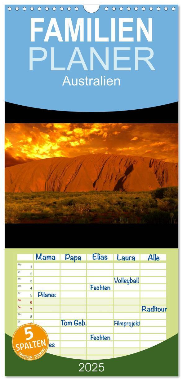 Cover: 9783457121542 | Familienplaner 2025 - Australien mit 5 Spalten (Wandkalender, 21 x...