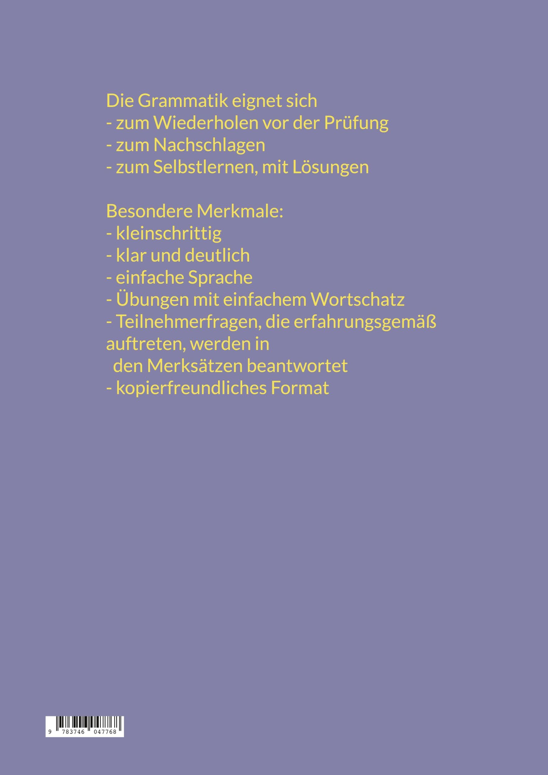 Rückseite: 9783746047768 | Merk dir das! | Tabellen, Merksätze, Übungen zur Grammatik bis B1