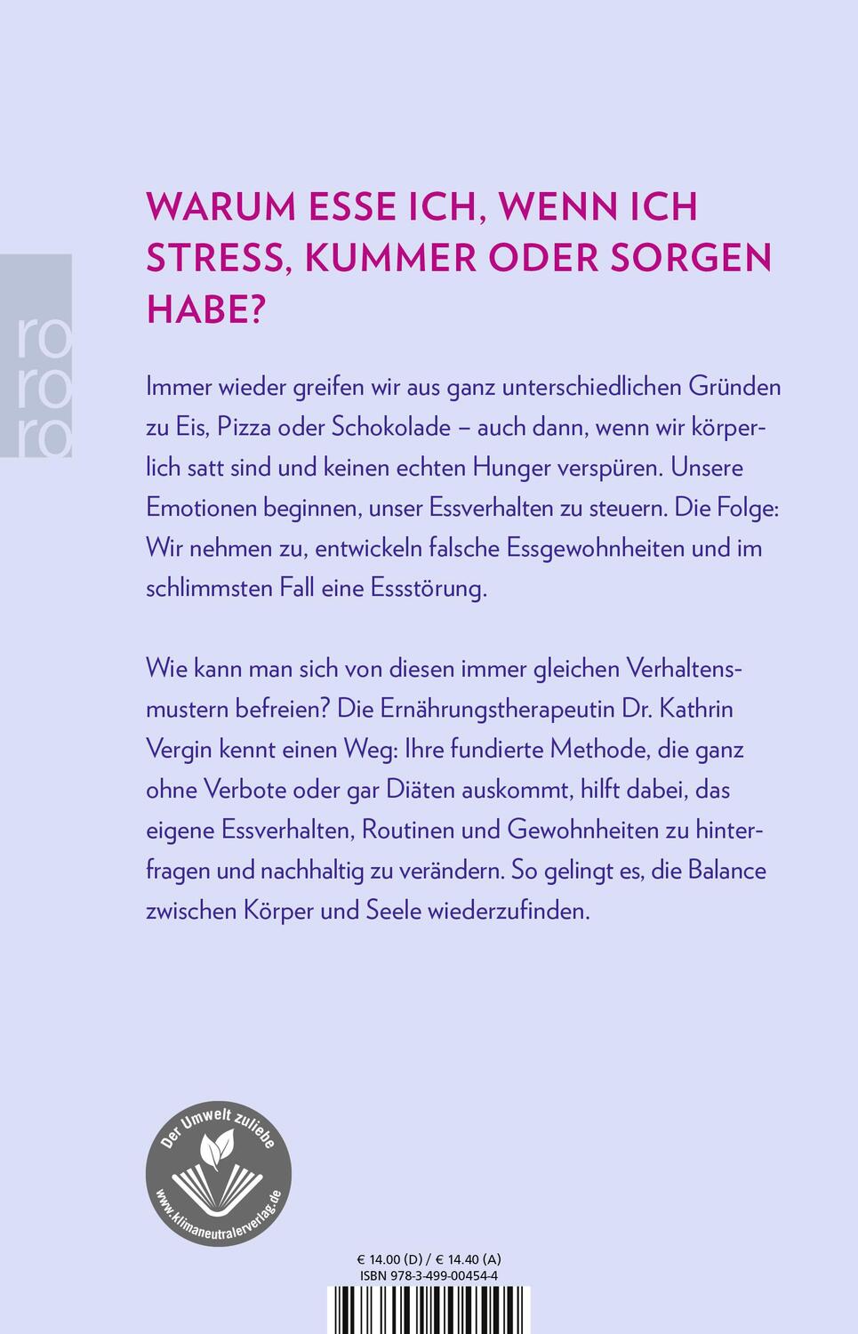 Rückseite: 9783499004544 | Emotional Eating | Kathrin Vergin | Taschenbuch | Deutsch | 2022