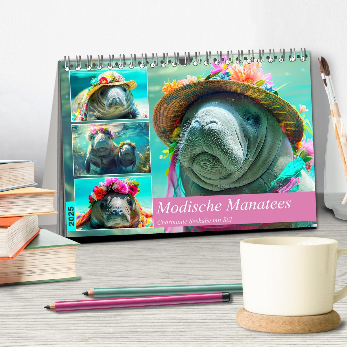 Bild: 9783435470099 | Modische Manatees. Charmante Seekühe mit Stil (Tischkalender 2025...