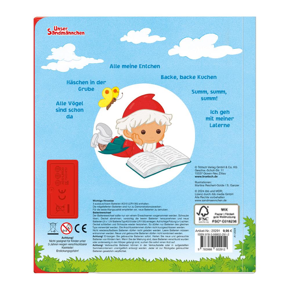 Rückseite: 9783988022912 | Trötsch Unser Sandmännchen Soundbuch Erste Kinderlieder | KG | Buch