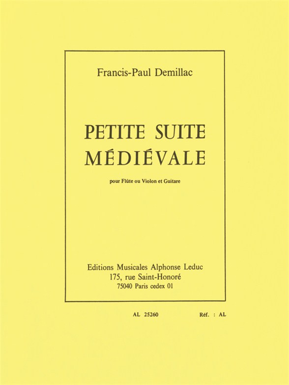 Cover: 9790046252600 | Petite suite médiévale pour flûte et guitare | Francis-Paul Demillac