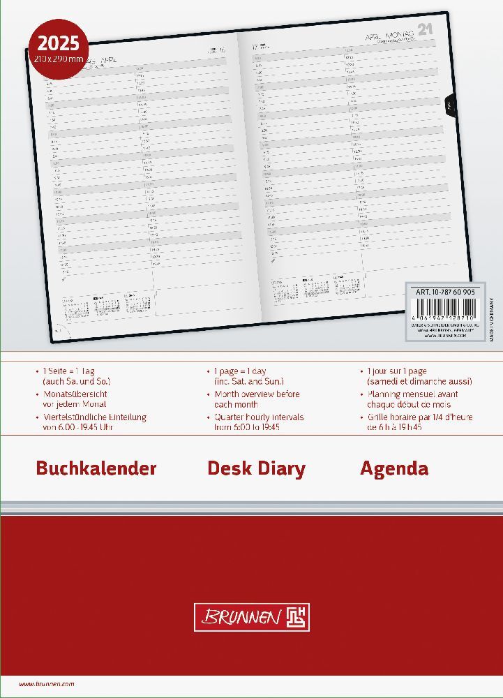 Bild: 4061947128710 | Buchkalender Modell 787 (2025) | 1 Seite = 1 Tag, A4 | Kalender | 2025