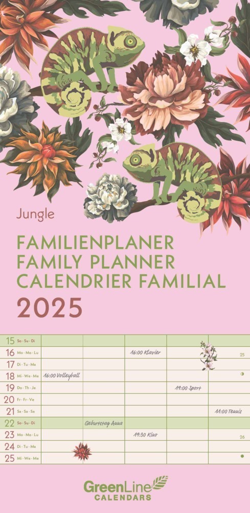 Cover: 4002725981684 | GreenLine - Jungle 2025 Familienplaner, 22x45cm, Familienkalender...