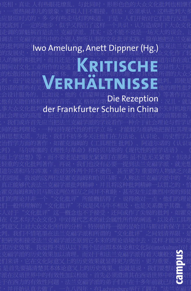 Cover: 9783593390093 | Kritische Verhältnisse | Die Rezeption der Frankfurter Schule in China