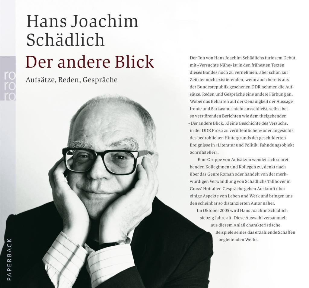 Cover: 9783499239458 | Der andere Blick | Aufsätze - Reden - Gespräche | Schädlich | Buch