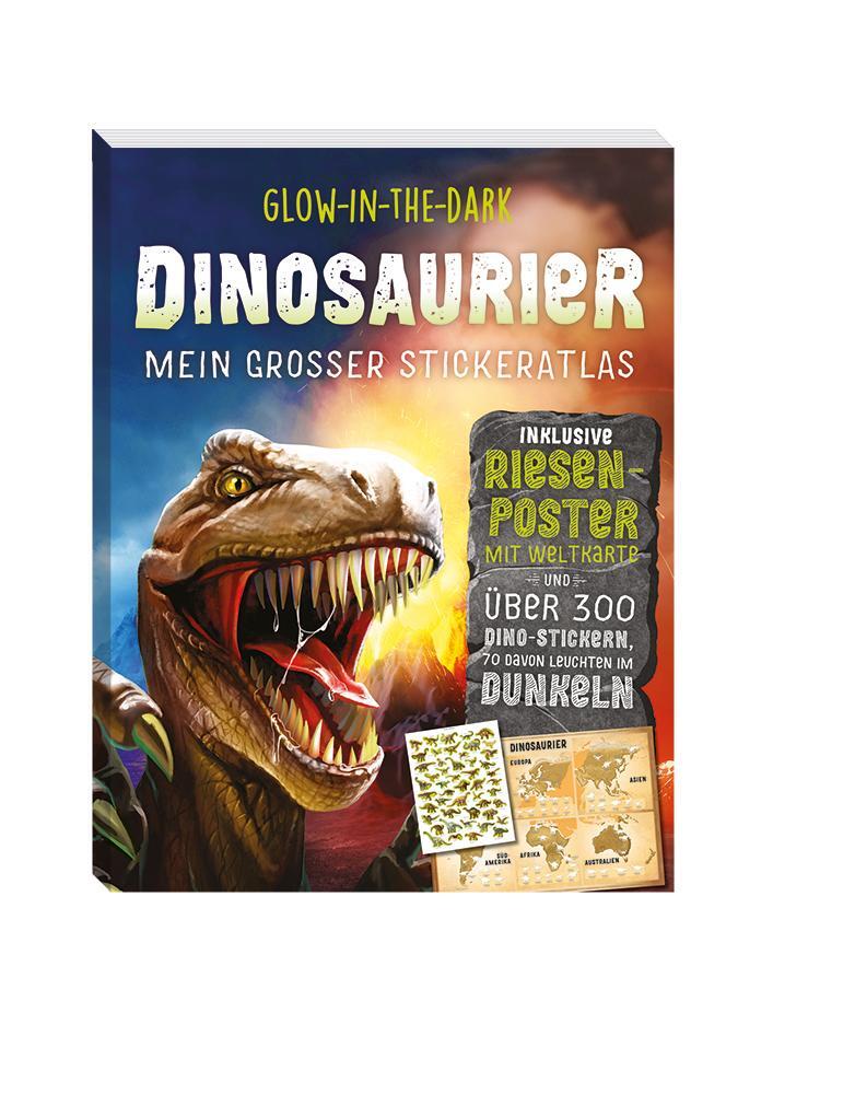 Cover: 9783833240478 | Glow-in-the-Dark Dinosaurier: Mein großer Stickeratlas | Stefanovic