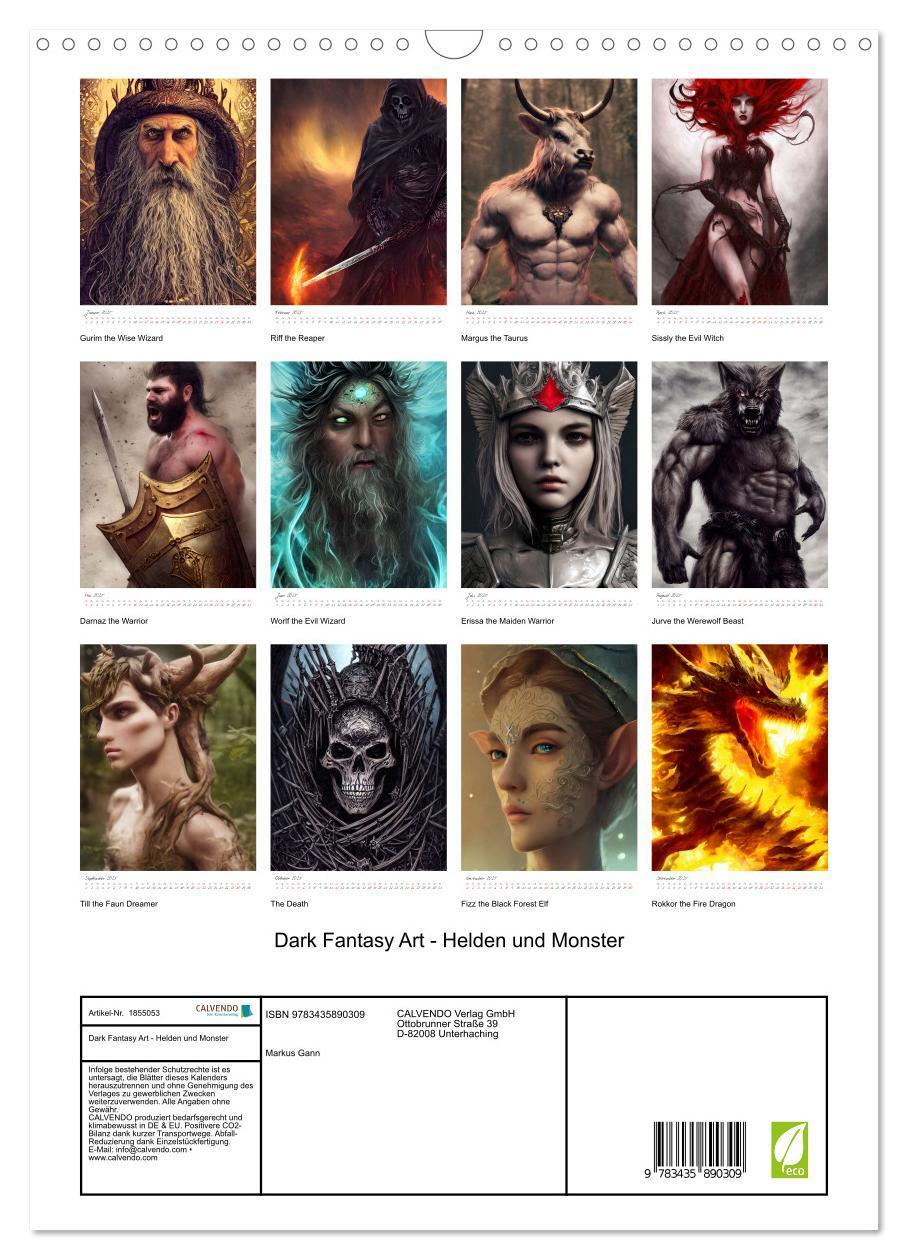 Bild: 9783435890309 | Dark Fantasy Art - Helden und Monster (Wandkalender 2025 DIN A3...