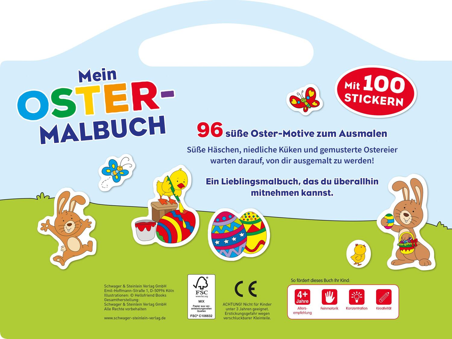 Rückseite: 9783849919436 | Mein Oster-Malbuch | Mit 100 Stickern und Tragegriff | Taschenbuch
