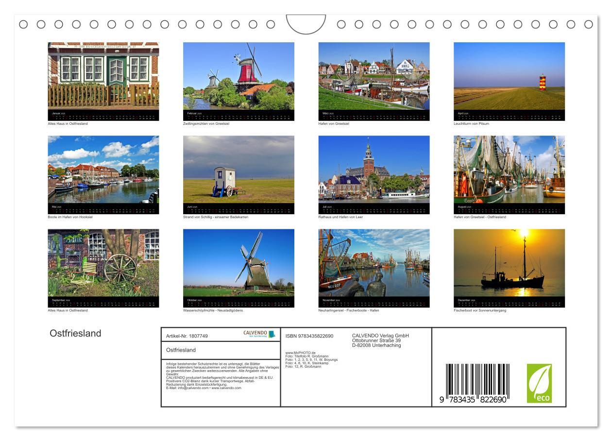 Bild: 9783435822690 | Ostfriesland (Wandkalender 2025 DIN A4 quer), CALVENDO Monatskalender