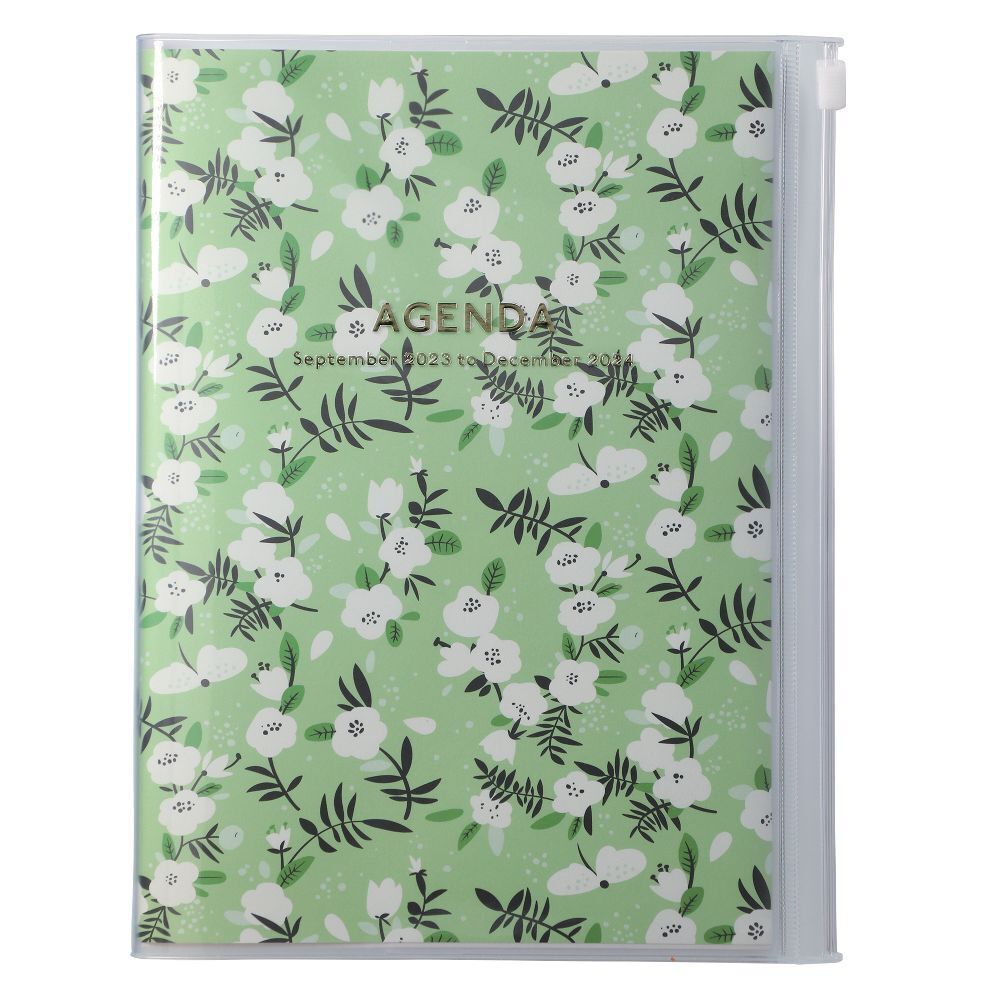 Cover: 4550045107159 | MARK'S 2023/2024 Taschenkalender A5 vertikal, Flower Pattern, Green
