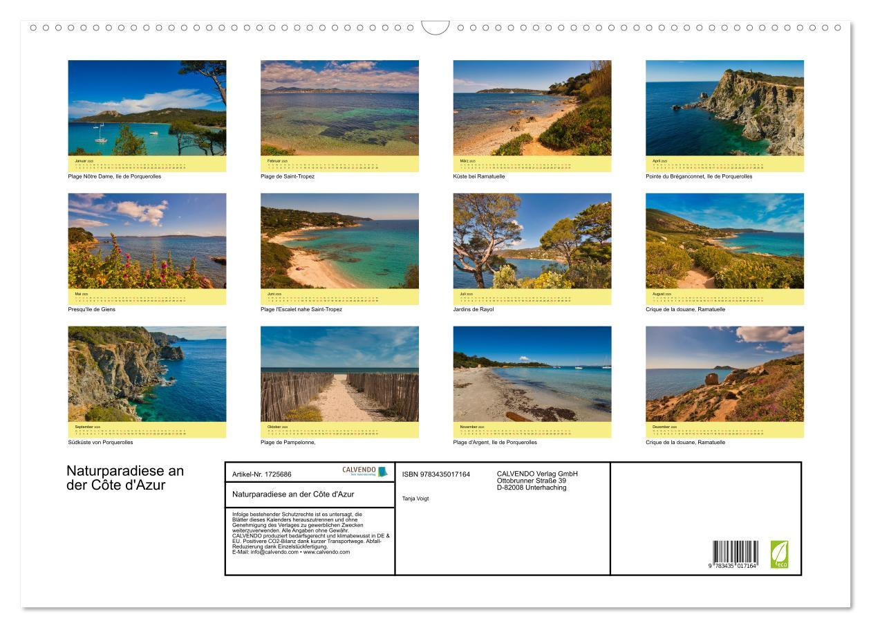 Bild: 9783435017164 | Naturparadiese an der Côte d'Azur (Wandkalender 2025 DIN A2 quer),...