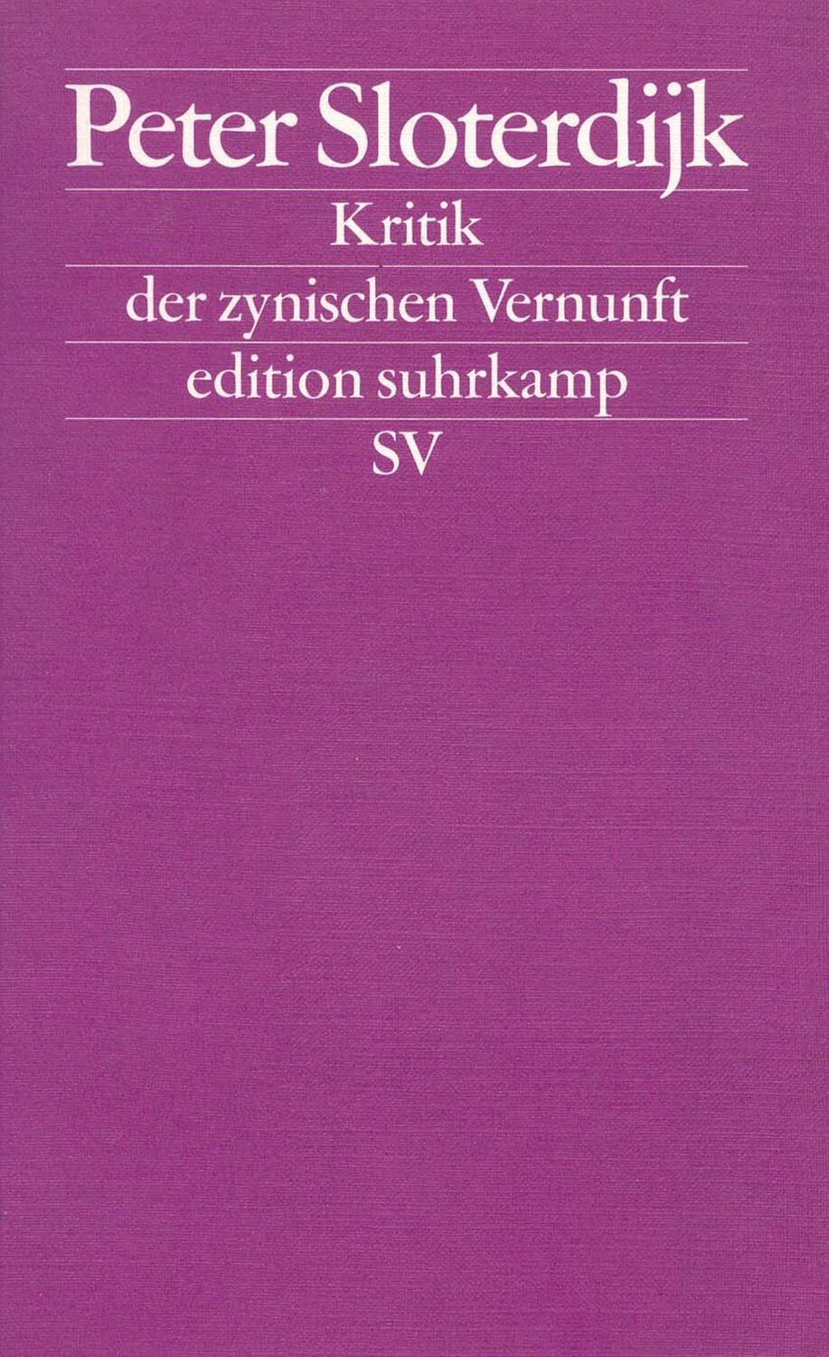 Cover: 9783518110997 | Zur Kritik der zynischen Vernunft | Peter Sloterdijk | Taschenbuch