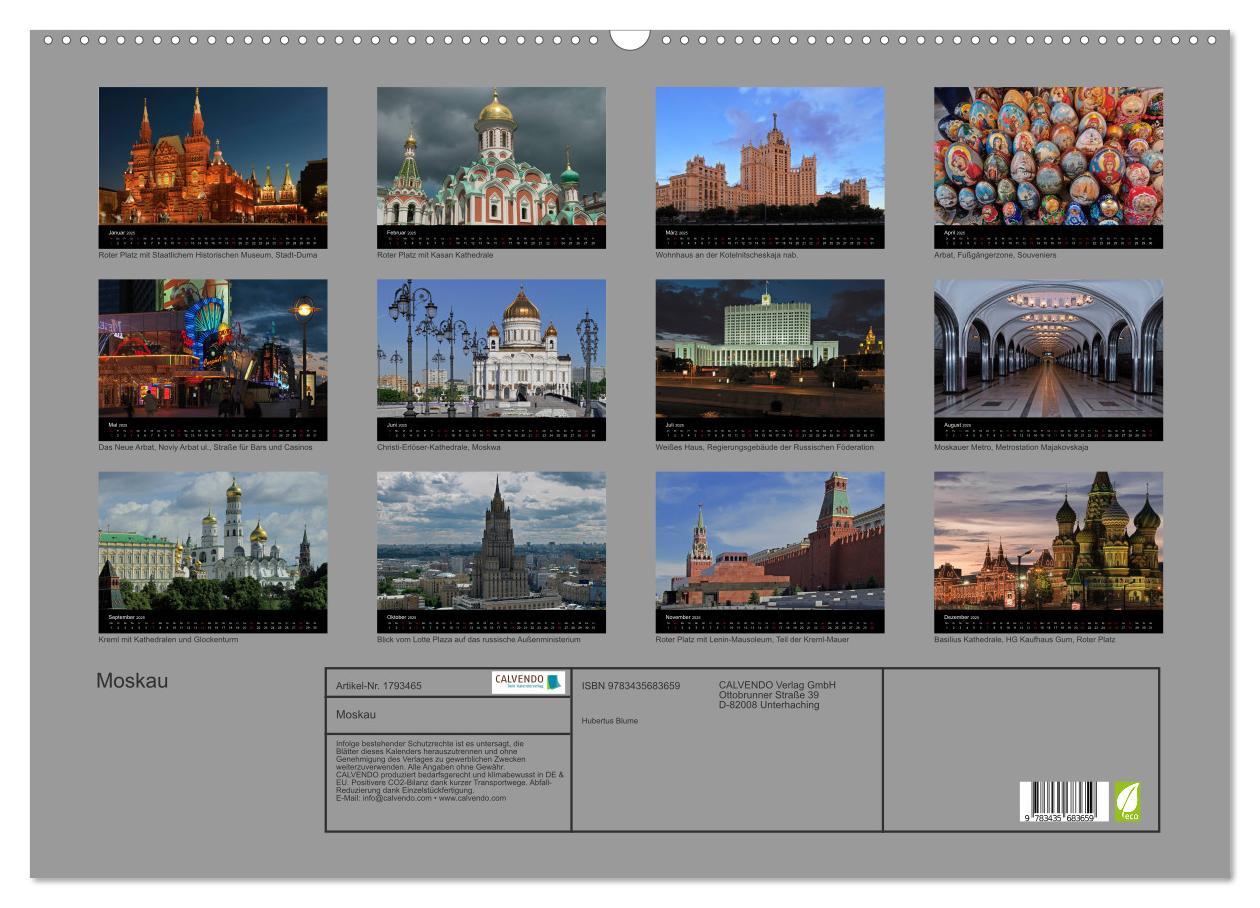 Bild: 9783435683659 | Moskau (Wandkalender 2025 DIN A2 quer), CALVENDO Monatskalender | 2025