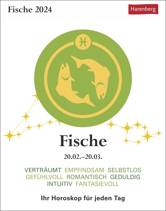 Cover: 9783840031328 | Fische Sternzeichenkalender 2024: Tagesabreißkalender....