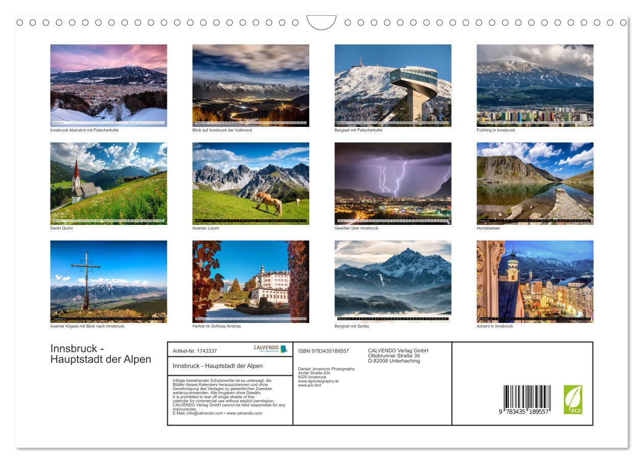 Bild: 9783435189557 | Innsbruck - Hauptstadt der Alpen (Wandkalender 2025 DIN A3 quer),...