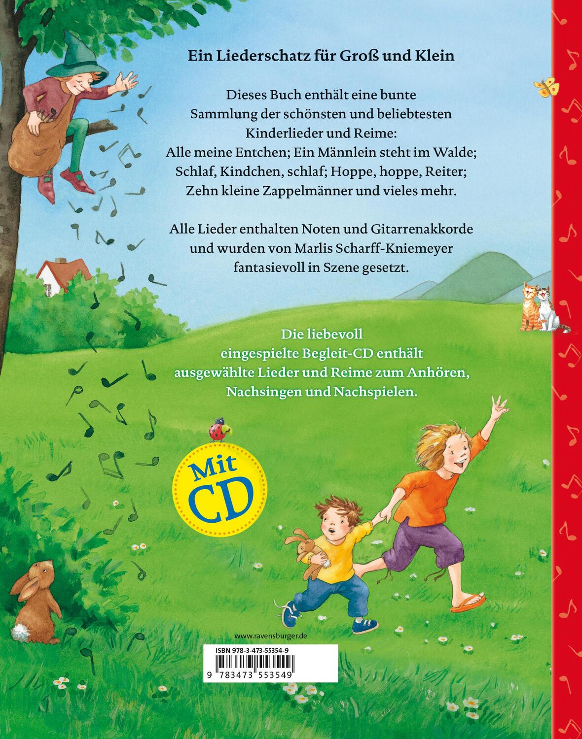 Rückseite: 9783473553549 | Lieder, Reime, Fingerspiele (mit CD) | Buch | 120 S. | Deutsch | 2013