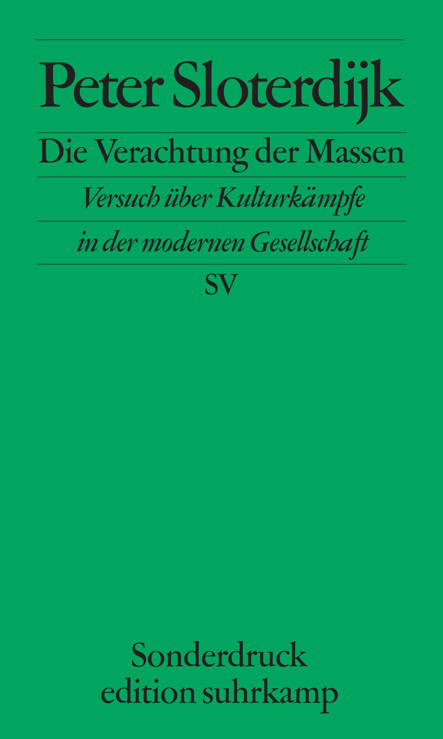 Cover: 9783518065976 | Die Verachtung der Massen | Peter Sloterdijk | Taschenbuch | 96 S.