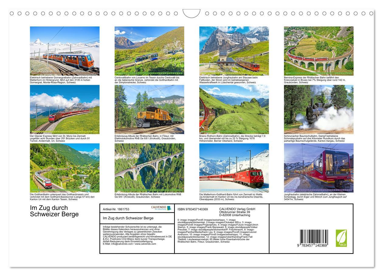 Bild: 9783457140369 | Im Zug durch Schweizer Berge (Wandkalender 2025 DIN A3 quer),...