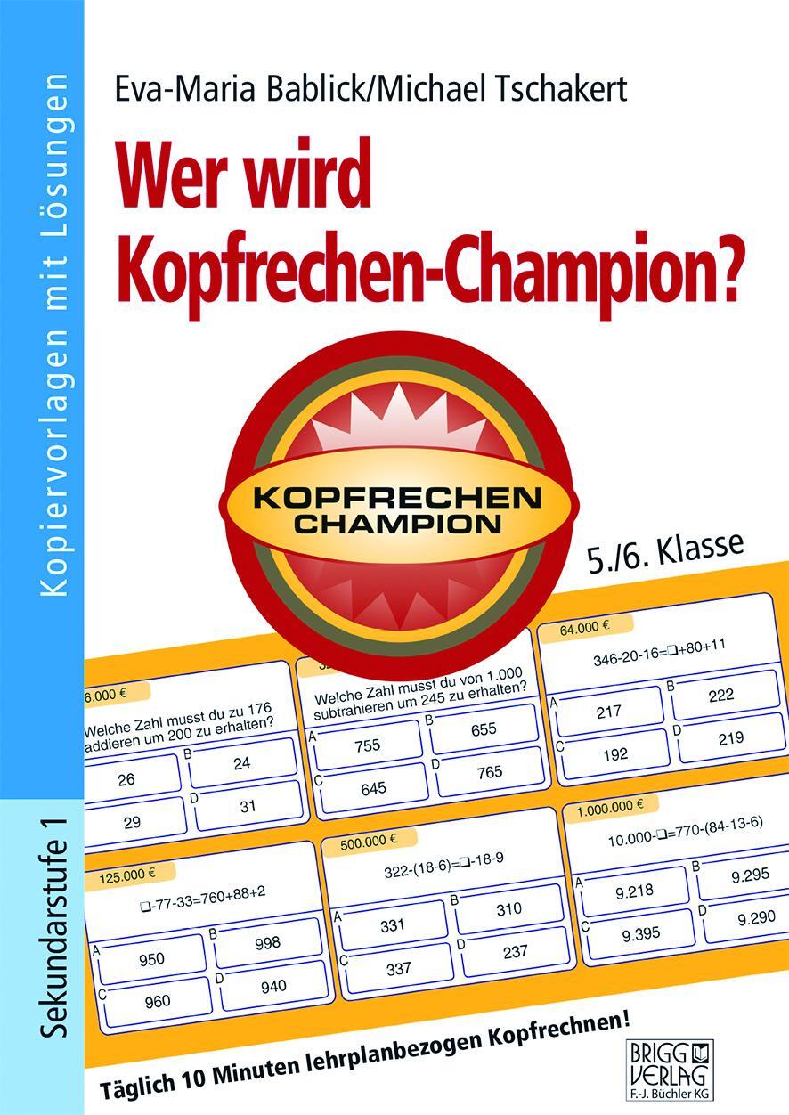 Cover: 9783956601866 | Wer wird Kopfrechen-Champion? 5./6. Klasse | Eva-Maria Bablick (u. a.)