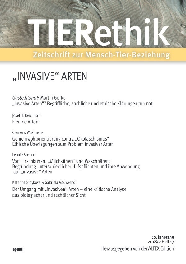 Cover: 9783746777016 | TIERethik (10. Jahrgang 2018/2) | Altex Edition | Taschenbuch | 2018