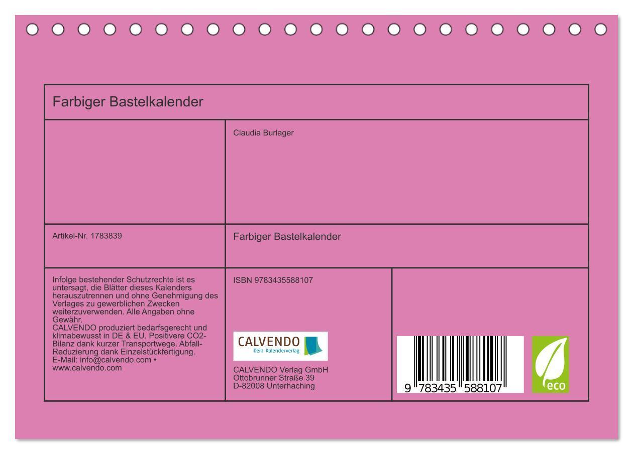 Bild: 9783435588107 | Farbiger Bastelkalender (Tischkalender 2025 DIN A5 quer), CALVENDO...