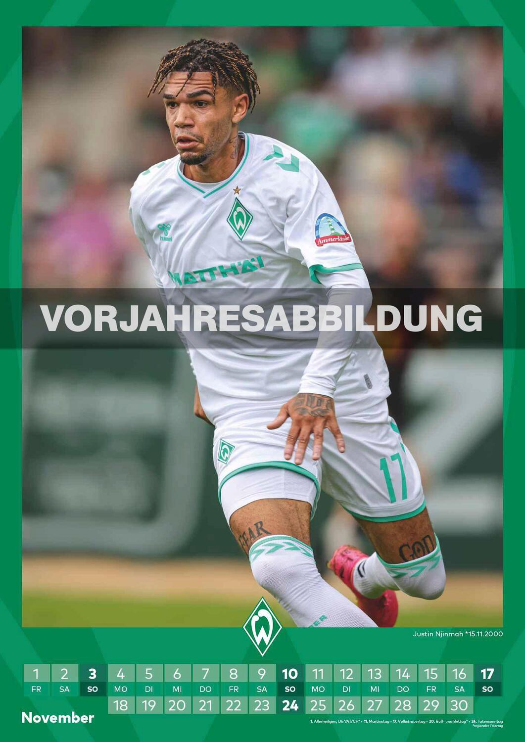 Bild: 4002725994493 | Werder Bremen 2025 - A3-Kalender - Fußball-Kalender - Fan-Kalender...