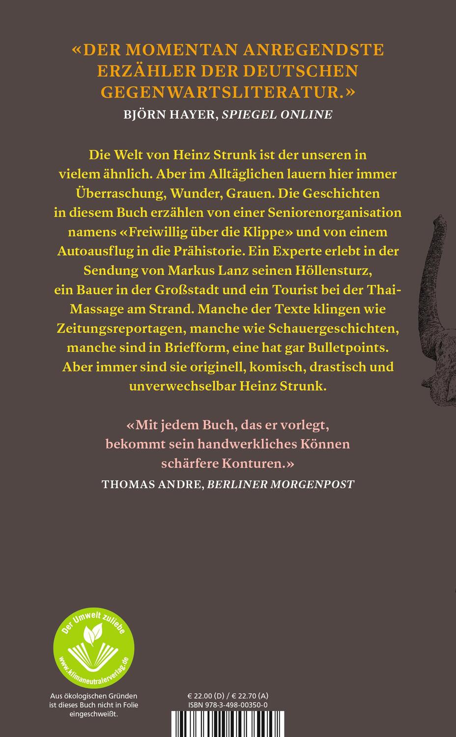 Rückseite: 9783498003500 | Der gelbe Elefant | Heinz Strunk | Buch | Deutsch | 2023 | Rowohlt