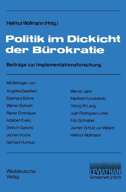 Cover: 9783531114958 | Politik im Dickicht der Bürokratie | Hellmut Wollmann | Taschenbuch