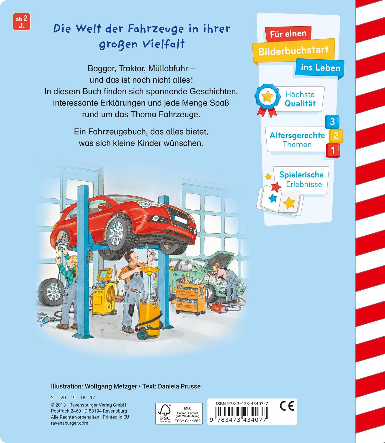 Rückseite: 9783473434077 | Bagger, Traktor, Müllabfuhr! | Mein großes Fahrzeuge-Buch | Prusse