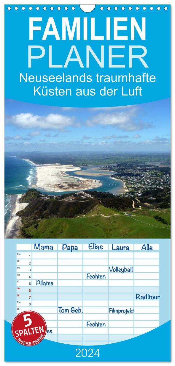 Cover: 9783675829879 | Familienplaner 2024 - Neuseelands traumhafte Küsten aus der Luft...
