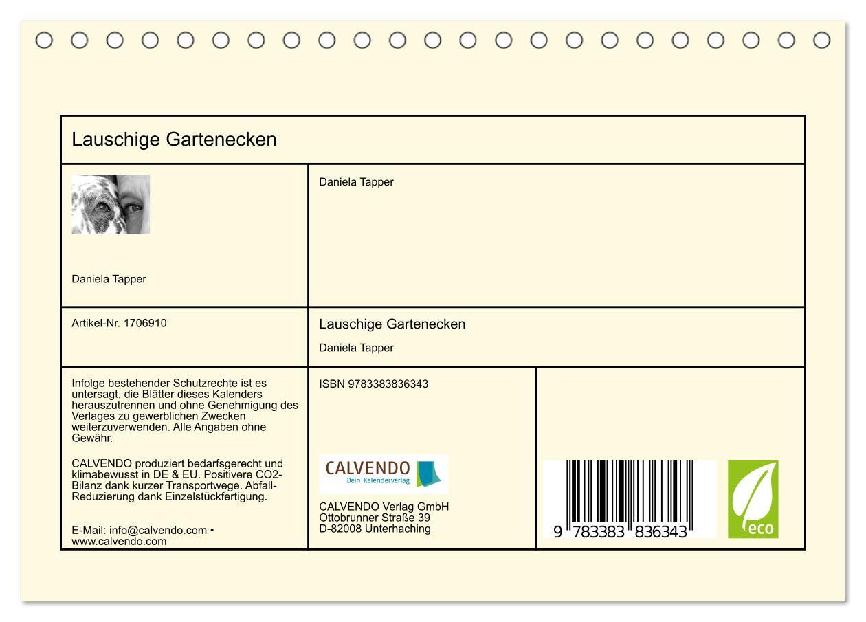 Bild: 9783383836343 | Lauschige Gartenecken (Tischkalender 2025 DIN A5 quer), CALVENDO...