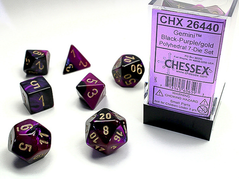 Cover: 713145606593 | Gemini® Polyhedral Black-Purple/gold 7-Die Set | deutsch | Chessex