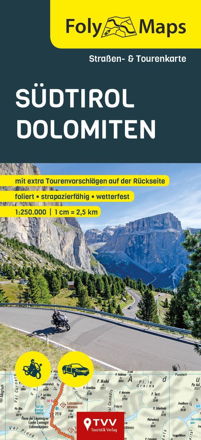 Cover: 9783937063676 | FolyMaps Südtirol Dolomiten 1:250 000 | Straßen- und Tourenkarte