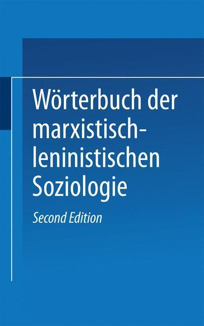Cover: 9783531110639 | Wörterbuch der Marxistisch-Leninistischen Soziologie | Assmann (u. a.)