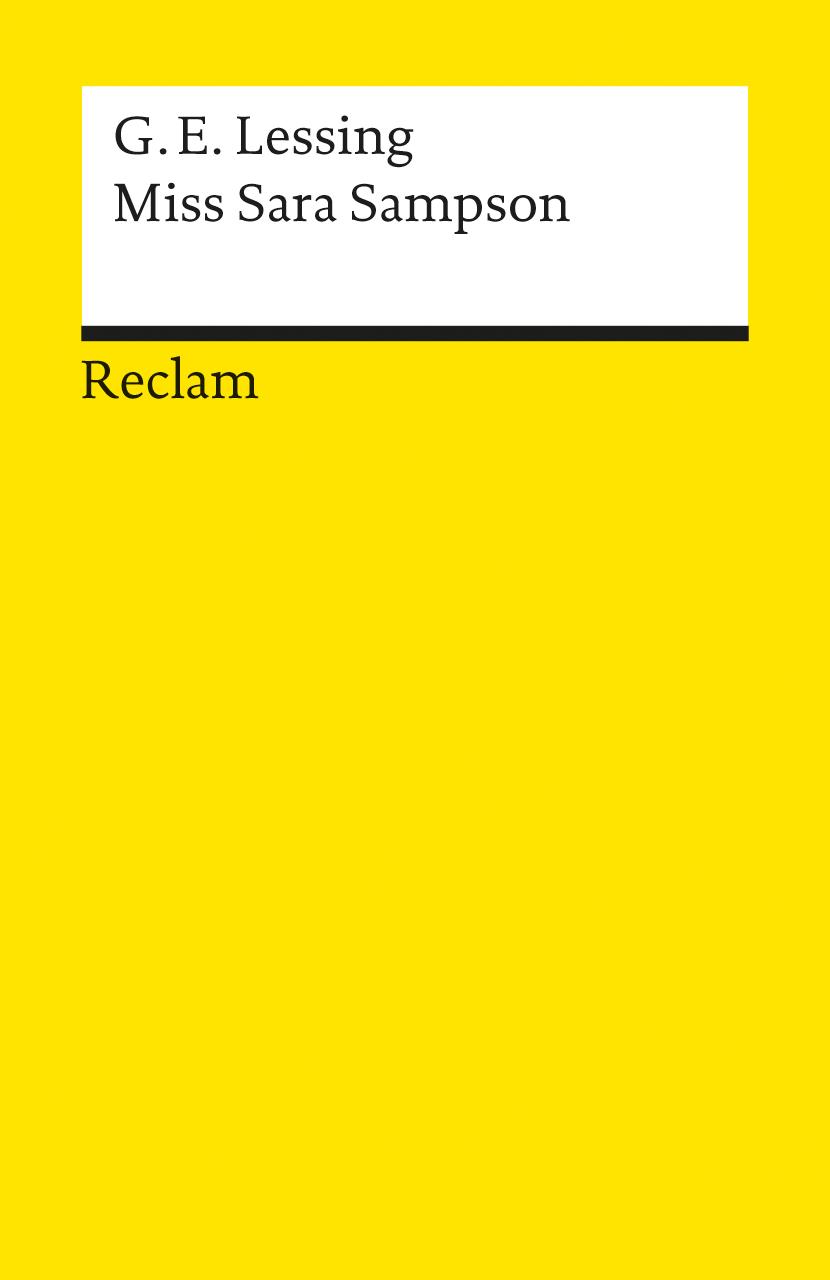 Cover: 9783150000168 | Miss Sara Sampson | Gotthold E Lessing | Taschenbuch | 111 S. | 2001