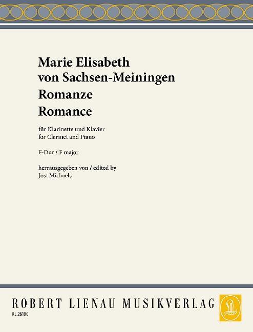 Cover: 9790011261903 | Romanze für Klarinette und Klavier | Sachsen-Meiningen | Broschüre