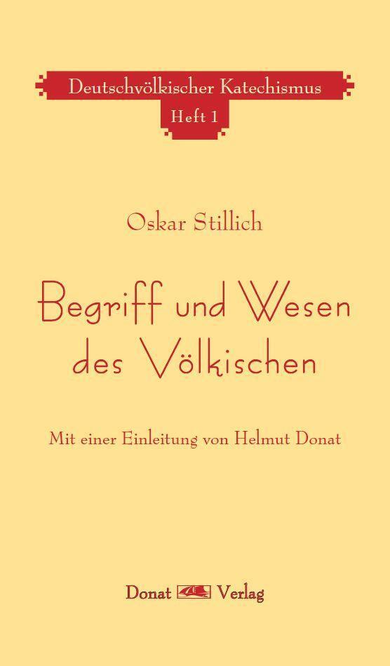 Cover: 9783943425925 | Begriff und Wesen des Völkischen | Oskar Stillich | Buch | Deutsch
