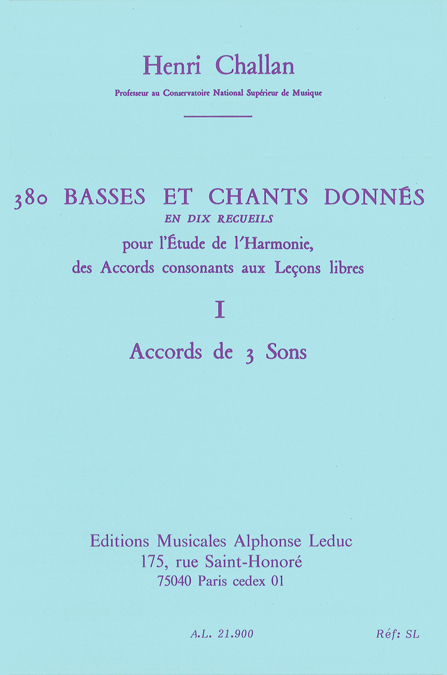 Cover: 9790046219009 | 380 basses et chants donnés vol.1 Accords de 3 sons | Henri Challan