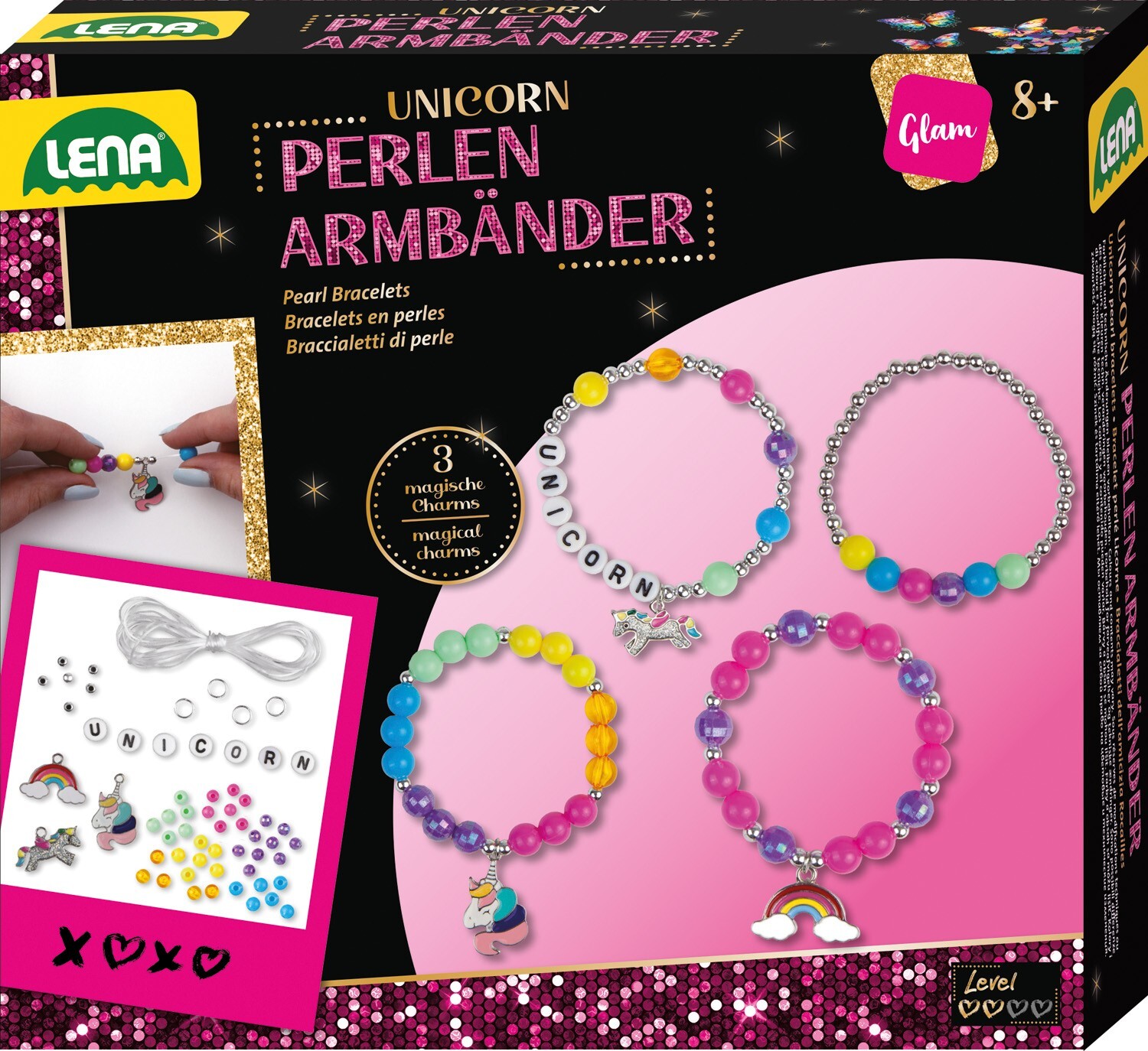 Cover: 4006942904600 | LENA® 42708 - Perlen Armbänder Unicorn, Schmuck-Bastelset ab 8 Jahren